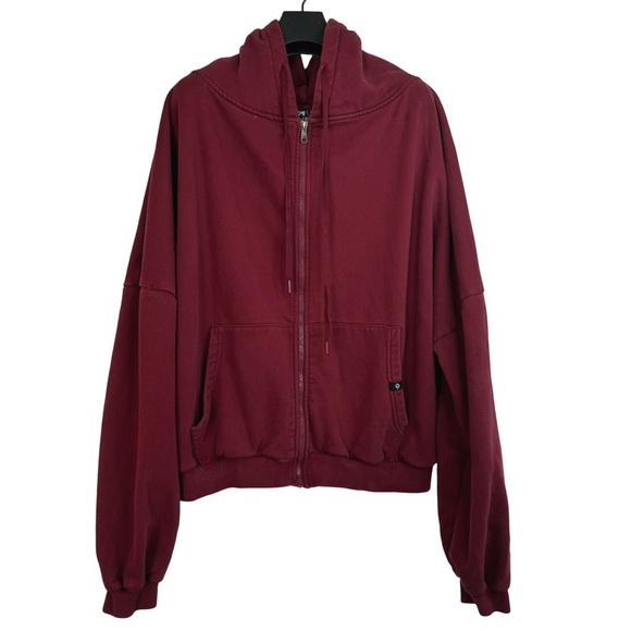 POPFLEX Women's Crimson Red Designer Premium Baggy Hoodie Massive Hood L/XL - Picture 4 of 9